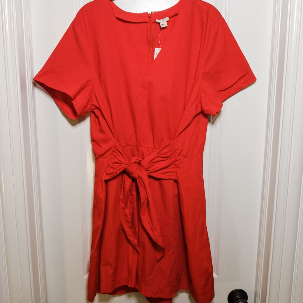 J. Crew Red V-Neck Bow Tie Romper  - NWT 20/16W